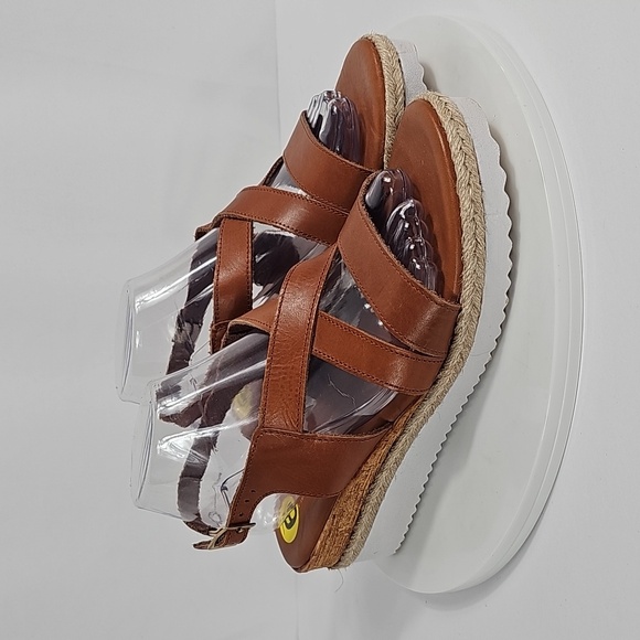 NWT L'Artigiano Lucchese Mia Brown Leather Platform Sandals Leather Womens 9 - Picture 2 of 13